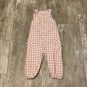 Pehr Pink and white Gingham overalls size 2T